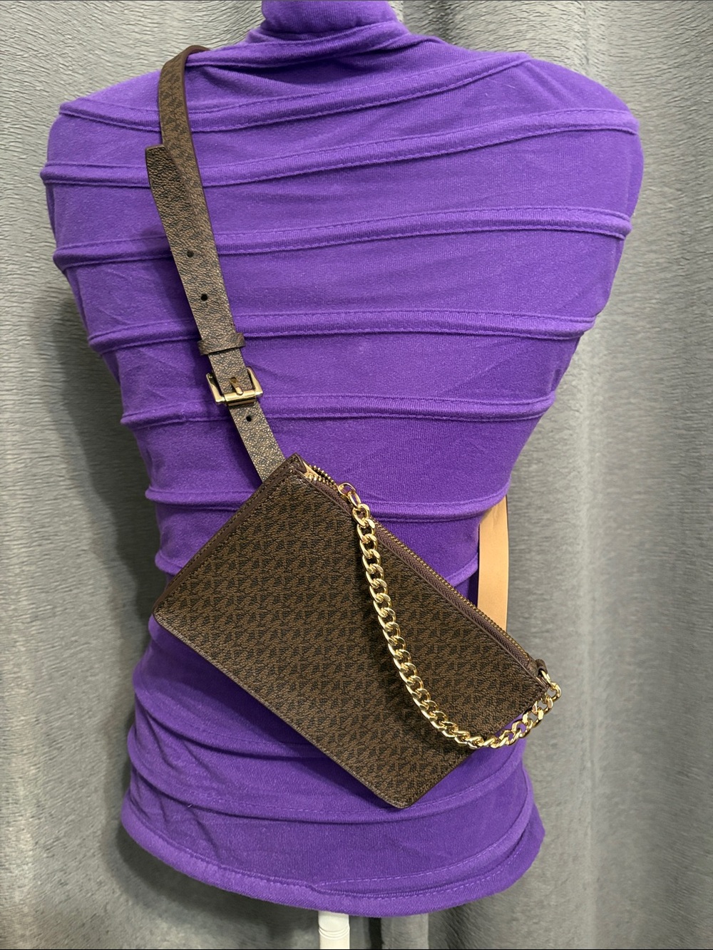 Michael Kors Brown Monogram Belt Bag